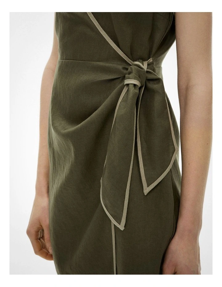 Wrap Tie Mini Dress in Sage image 3