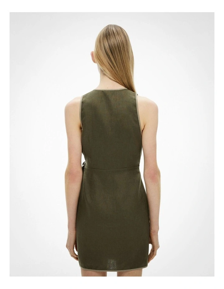 Wrap Tie Mini Dress in Sage image 4