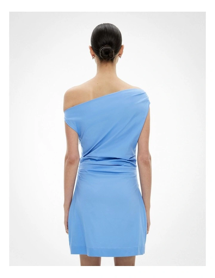 Asymmetric Shoulder Mini Dress in Periwinkle Blue image 4