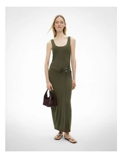 Jersey Ring Detail Dress in Sage