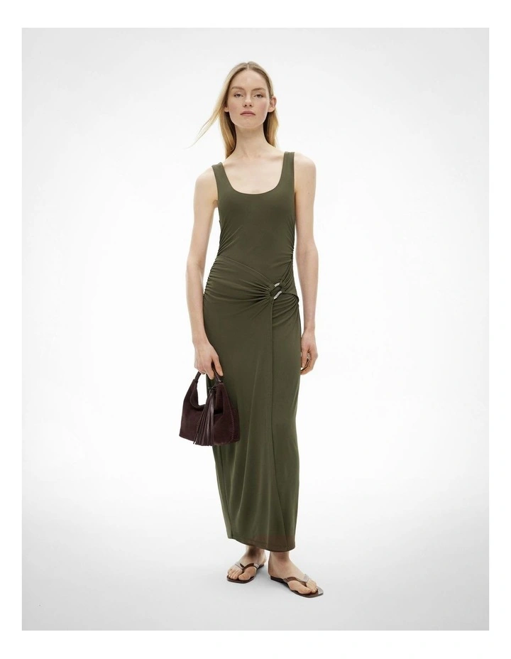 Jersey Ring Detail Dress in Sage image 1