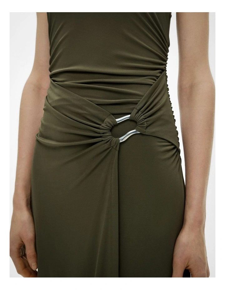 Jersey Ring Detail Dress in Sage image 4