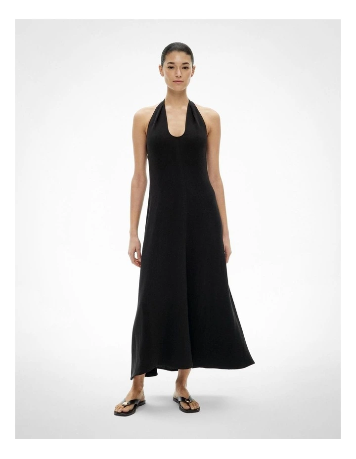 Halter Fluid Dress in Black image 1