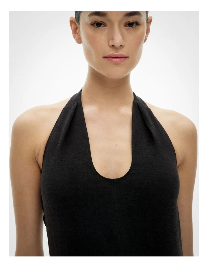 Halter Fluid Dress in Black image 5