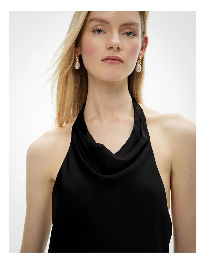 Halter Drape Dress in Black image 4