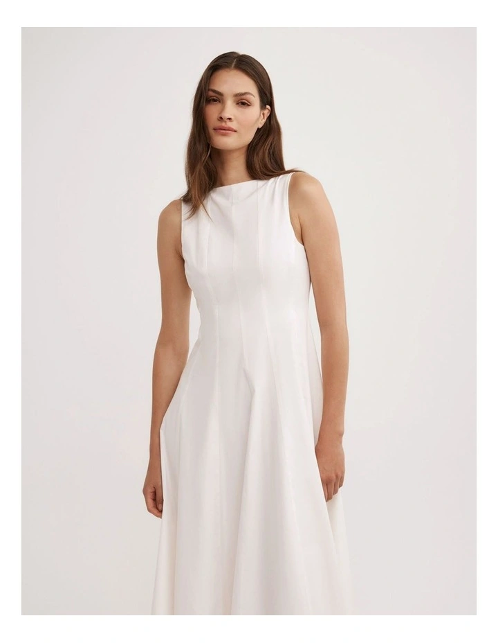 Panelled Midi Dress in Fresh White image 2