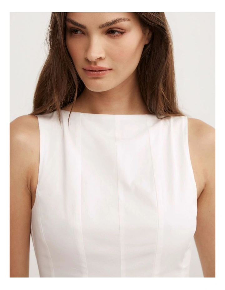 Panelled Midi Dress in Fresh White image 3