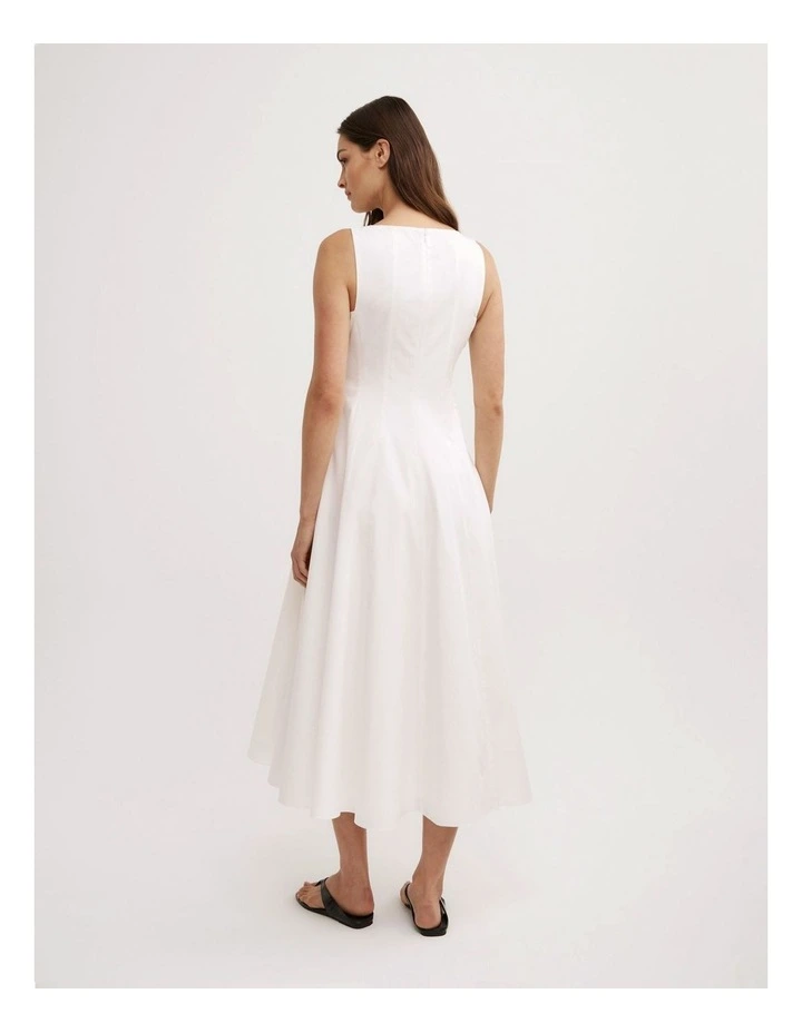 Panelled Midi Dress in Fresh White image 4