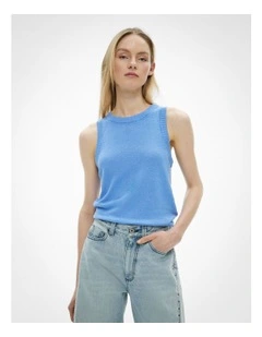 Relaxed Knit Tank Top in Periwinkle Blue