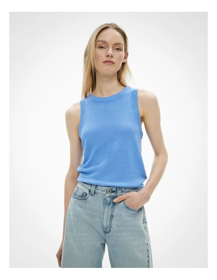 Relaxed Knit Tank Top in Periwinkle Blue image 1