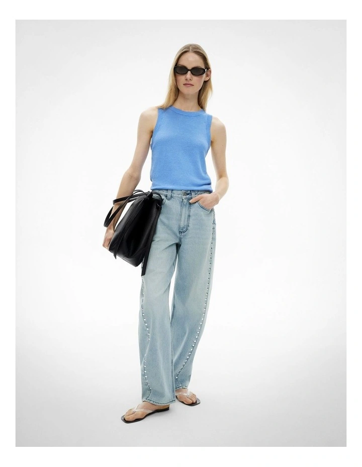 Relaxed Knit Tank Top in Periwinkle Blue image 2