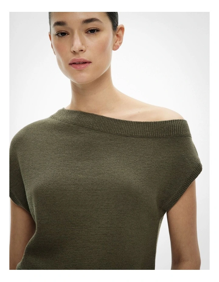 Off Shoulder Knit Top in Sage image 3