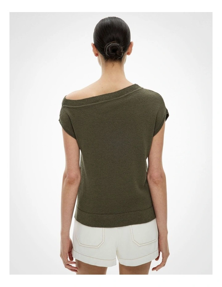 Off Shoulder Knit Top in Sage image 4