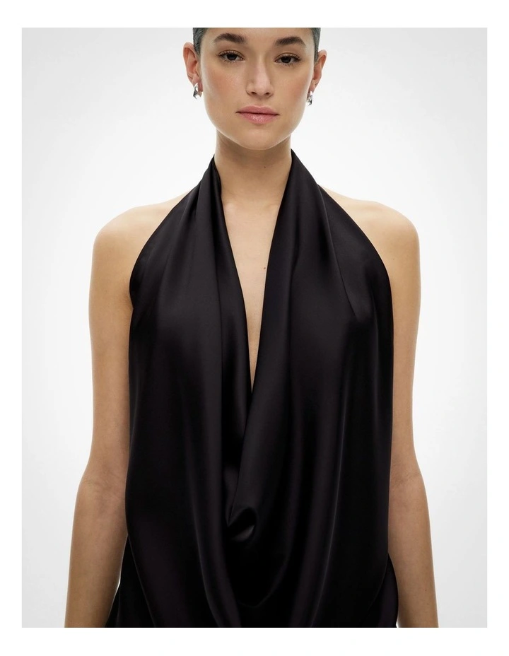 Cowl Halter Top in Black image 2