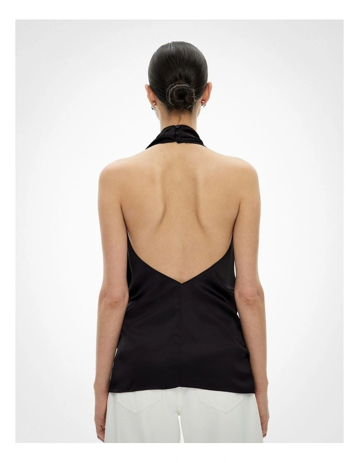 Cowl Halter Top in Black image 5