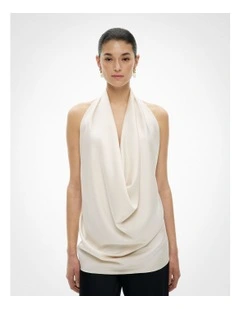 Cowl Halter Top in Chalk