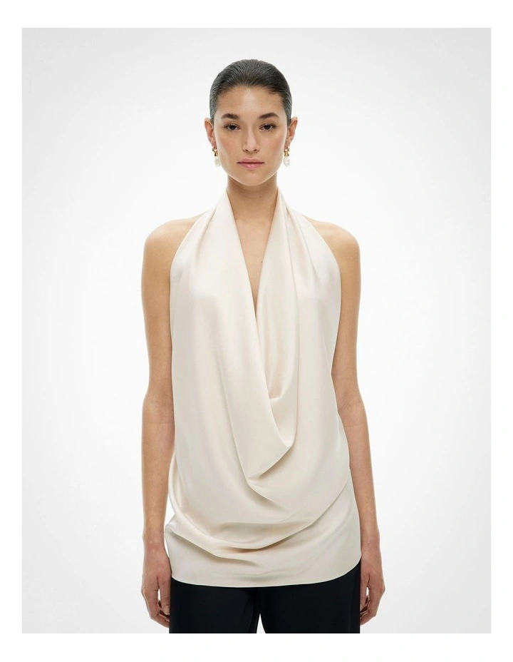 Cowl Halter Top in Chalk image 1