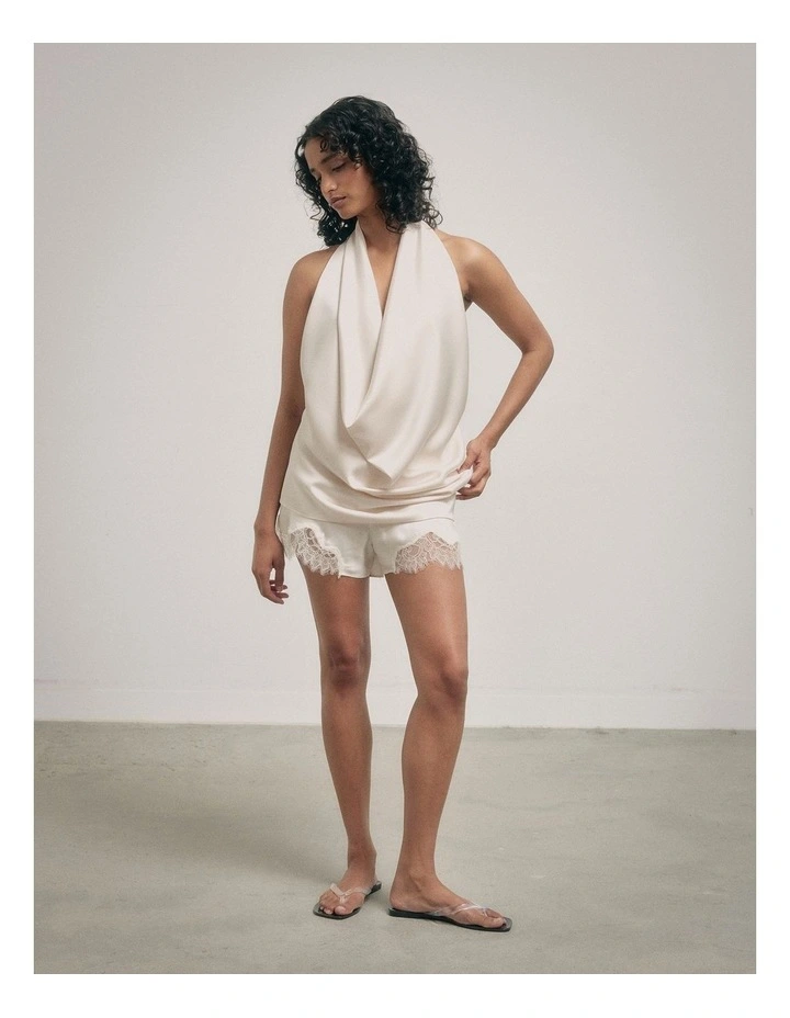 Cowl Halter Top in Chalk image 2