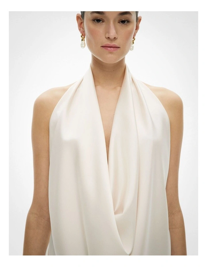 Cowl Halter Top in Chalk image 4