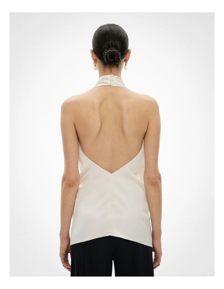 Cowl Halter Top in Chalk image 6