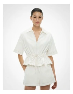 Bow Denim Shirt in Parchment