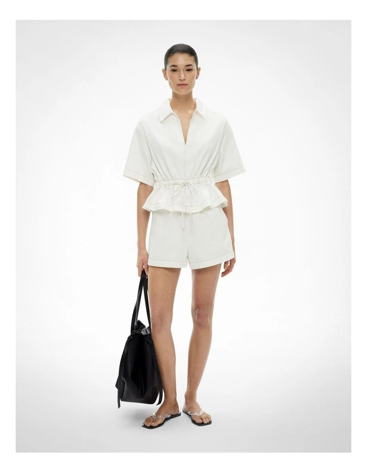 Bow Denim Shirt in Parchment image 2