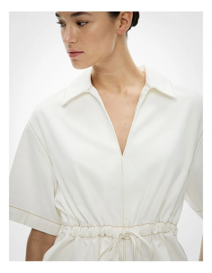 Bow Denim Shirt in Parchment image 3