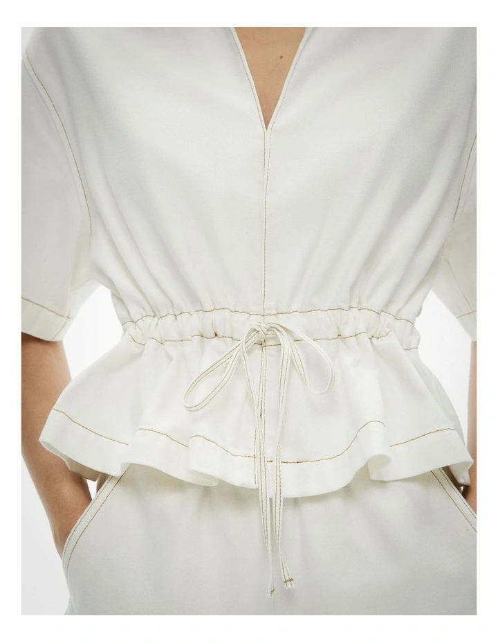 Bow Denim Shirt in Parchment image 4