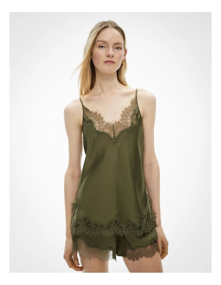 Lace Trim Camisole in Sage image 1