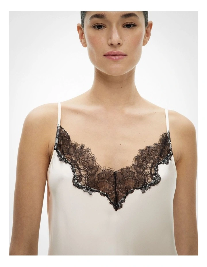 Lace Trim Camisole in Black White image 3