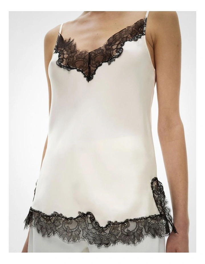 Lace Trim Camisole in Black White image 4