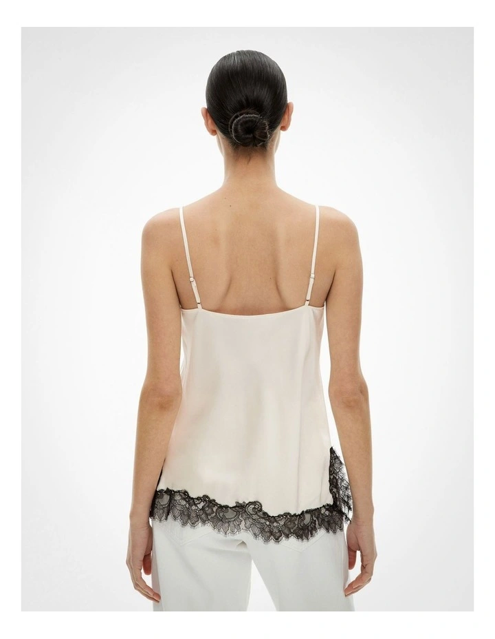 Lace Trim Camisole in Black White image 5
