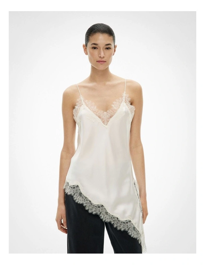 Asymmetrical Lace Camisole in Chalk image 1