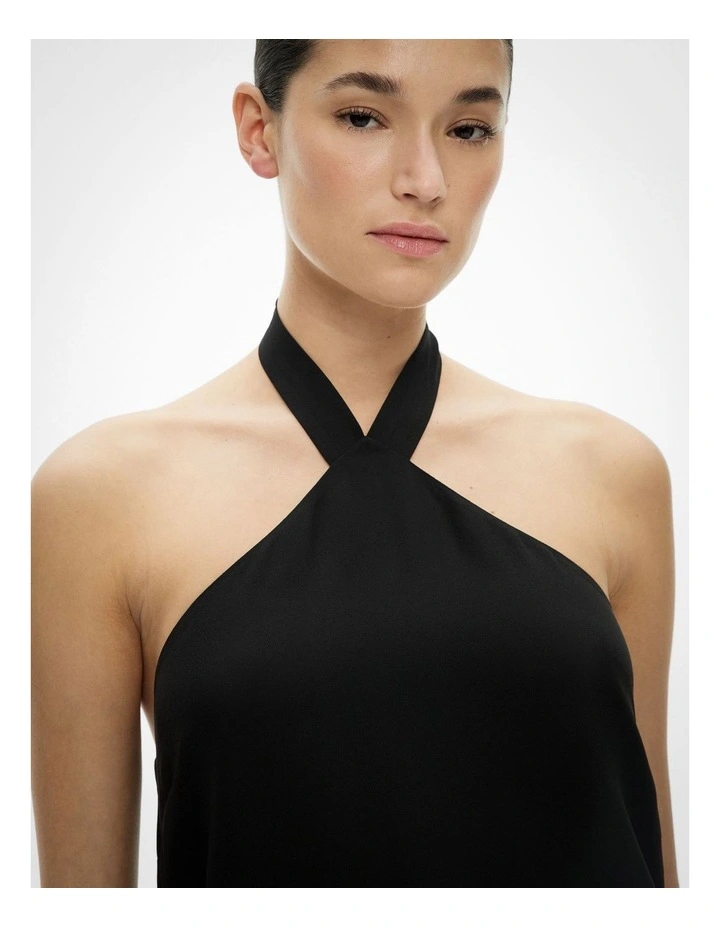 Fringe Halter Top in Black image 3