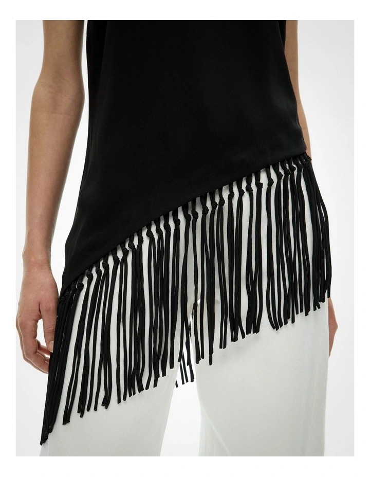 Fringe Halter Top in Black image 4