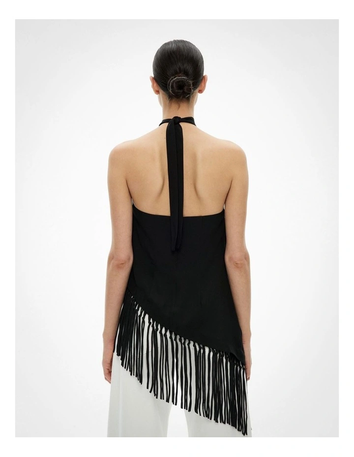 Fringe Halter Top in Black image 5
