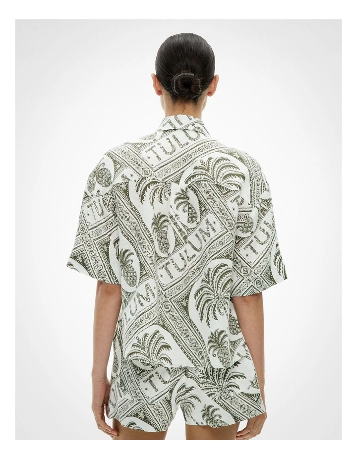Short Sleeve Printed Linen Shirt in Tulum Print image 4