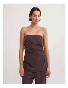 Cupro Strapless Top in Espresso