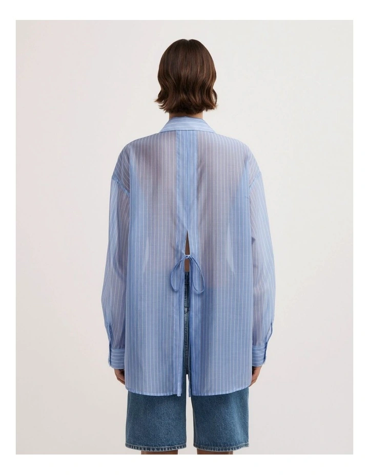 Open Back Tie Shirt in Blue Stripe image 6