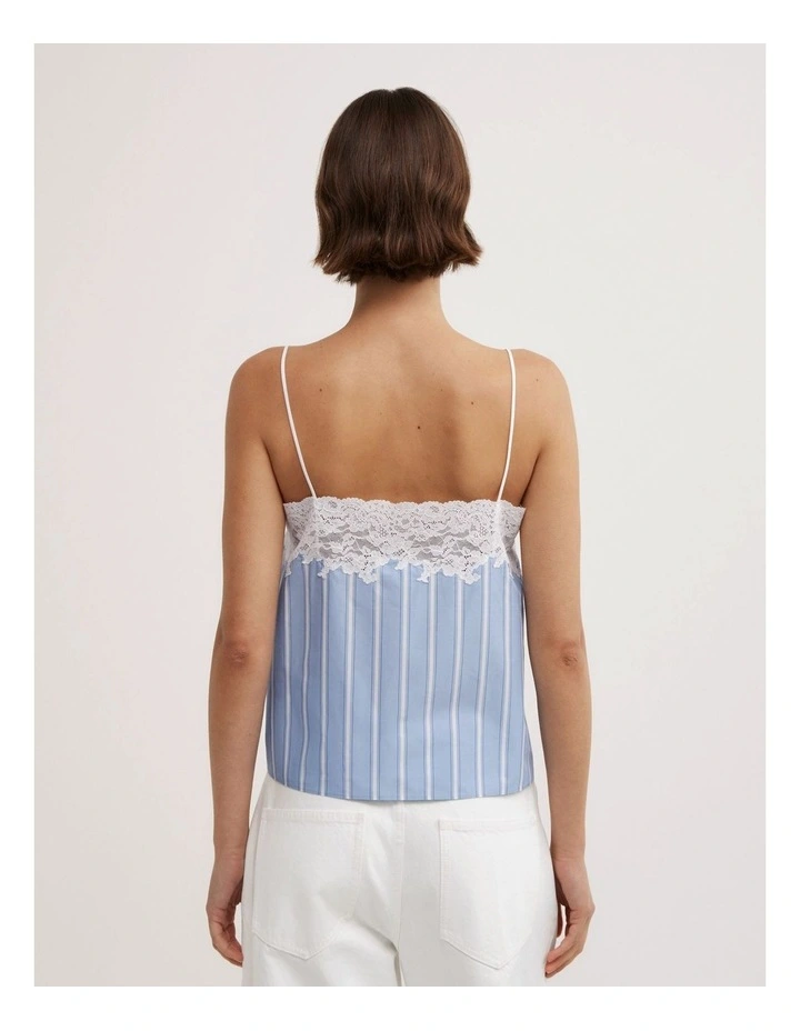 Lace Trim Camisole in Blue Stripe image 2