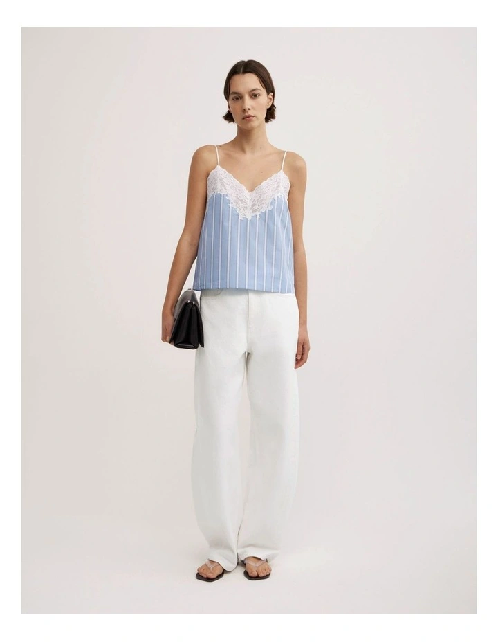 Lace Trim Camisole in Blue Stripe image 3