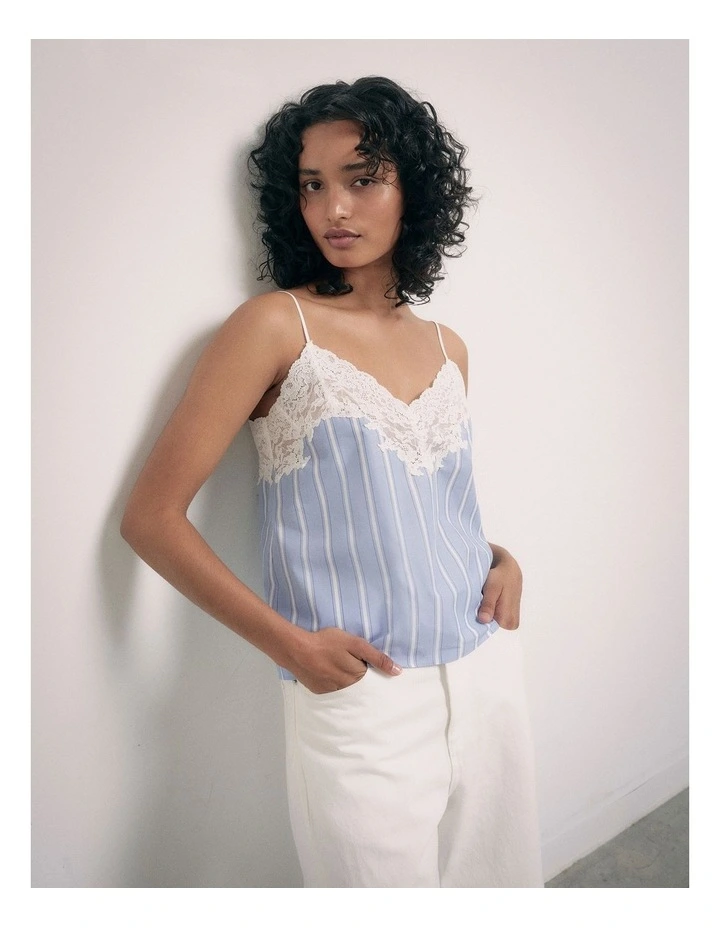 Lace Trim Camisole in Blue Stripe image 6