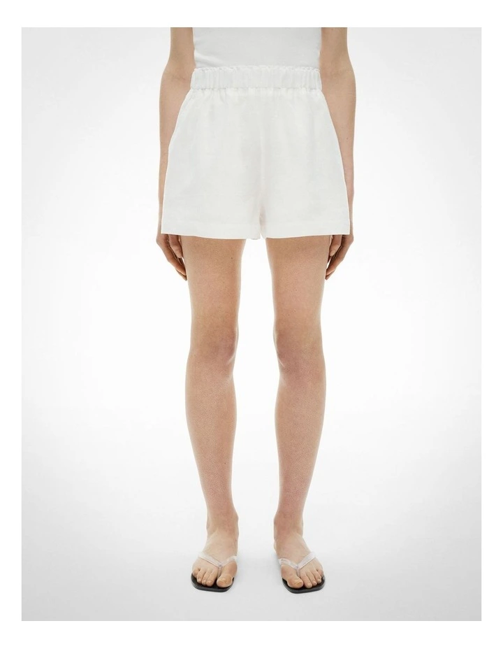 Pull On Linen Shorts in Fresh White image 2