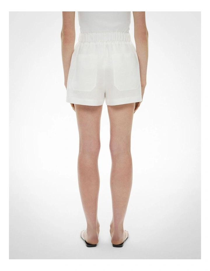 Pull On Linen Shorts in Fresh White image 4