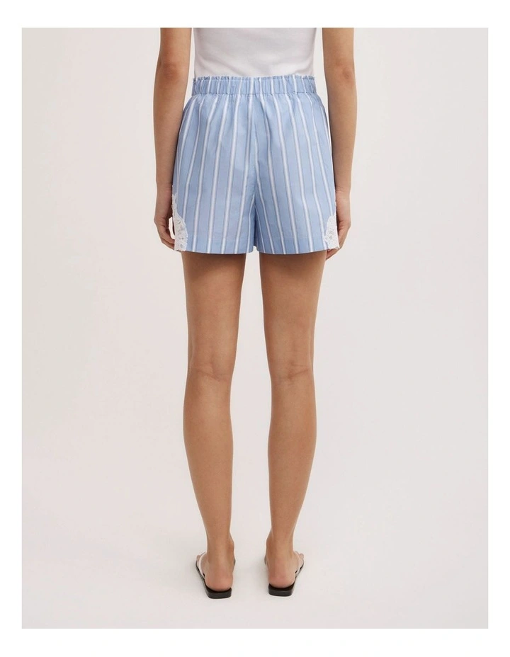 Lace Trim Shorts in Blue Stripe image 2
