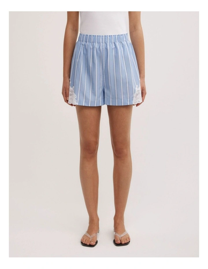 Lace Trim Shorts in Blue Stripe image 3