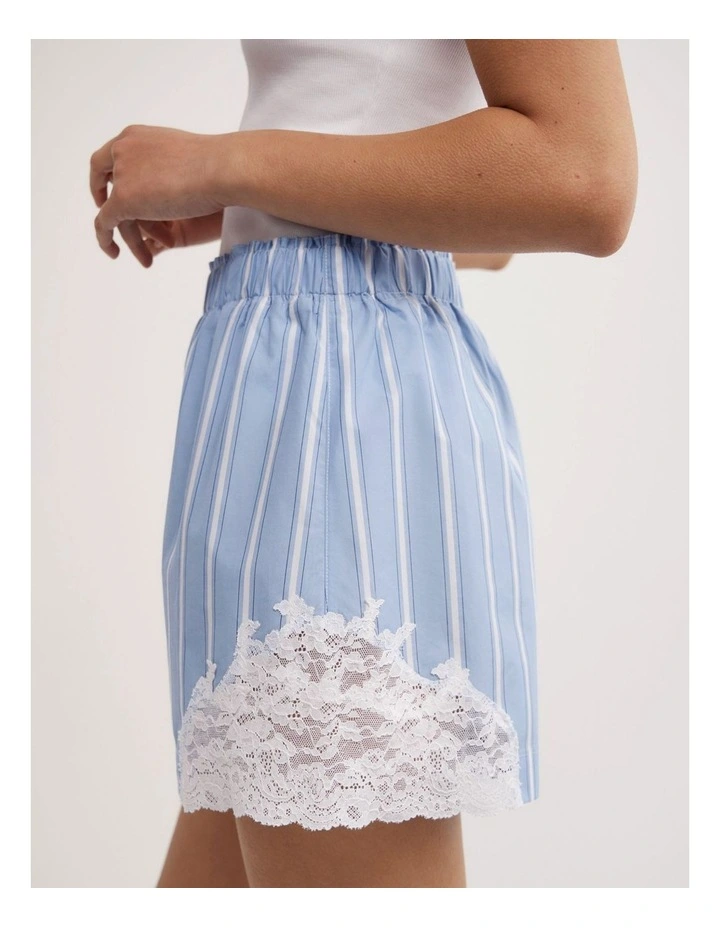 Lace Trim Shorts in Blue Stripe image 4