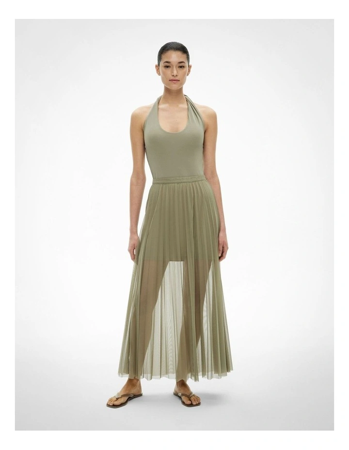 Pleated Mesh Skirt in Washed Sage image 1