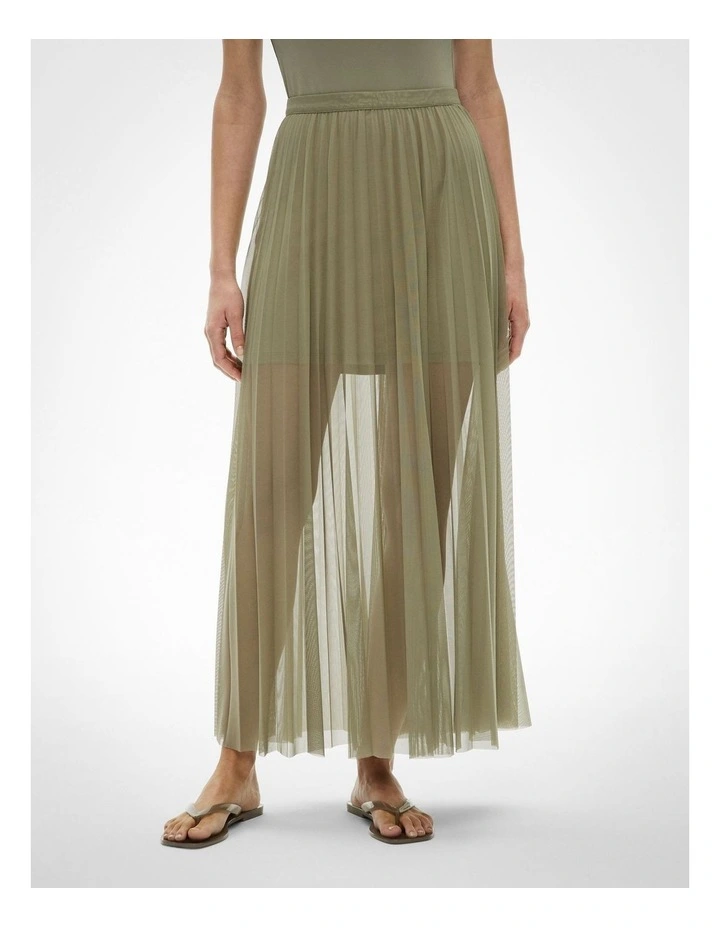 Pleated Mesh Skirt in Washed Sage image 2