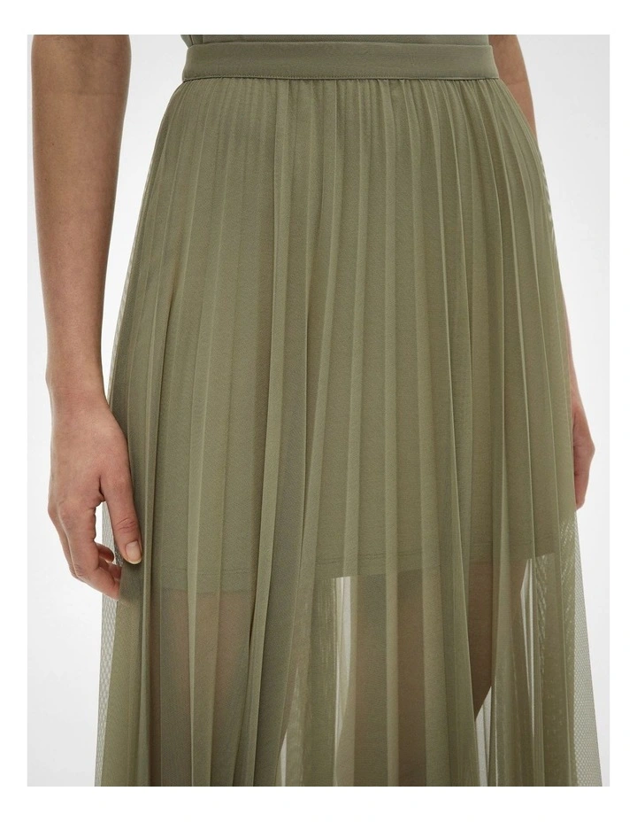Pleated Mesh Skirt in Washed Sage image 3